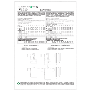 Vogue Sewing Pattern Misses' Kimono and Belts 1610A