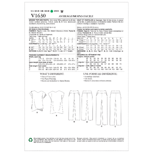 Vogue Sewing Pattern Misses' Top and Pants 1630A