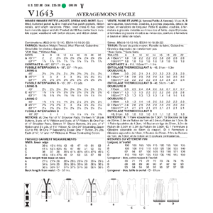 Vogue Sewing Pattern Misses'/Misses' Petite Jacket, Dress and Skirt 1643 A5 (Sizes 6-14)