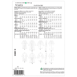 Vogue Sewing Pattern Misses' Dress 1653 A5 (Sizes 6-14)