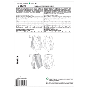 Vogue Sewing Pattern Misses' Top 1660y (Sizes XS-S-M)