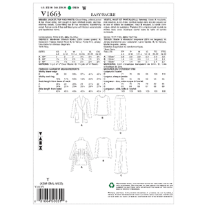 Vogue Sewing Pattern Misses' Jacket, Top & Pants 1663y (Sizes XS-S-M)