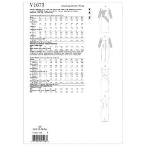 Vogue Sewing Pattern Misses' Dress 1673 A5 (Sizes 6-14)