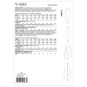 Vogue Sewing Pattern Misses' Skirt 1683 A5 (Sizes 6-14)