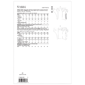 Vogue Sewing Pattern Misses' Skirt 1684 A5 (Sizes 6-14)