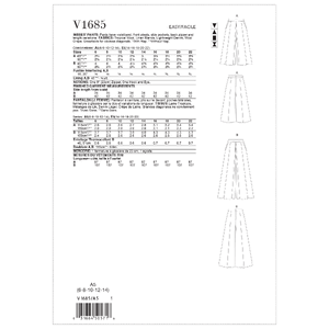 Vogue Sewing Pattern Misses' Pants 1685 A5 (Sizes 6-14)