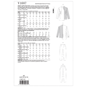 Vogue Sewing Pattern Misses' Jacket & Pants 1687 A5 (Sizes 6-14)