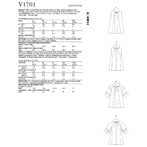 Vogue Sewing Pattern Misses' Top 1701A