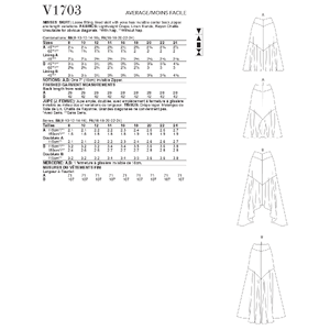 Vogue Sewing Pattern - Misses' Skirt 1703B5