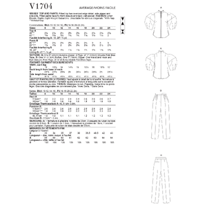 Vogue Sewing Pattern - Misses' Top & Pants 1704B5