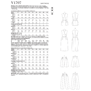 Vogue Sewing Pattern - Misses' Vest, Shorts & Pants 1707B5