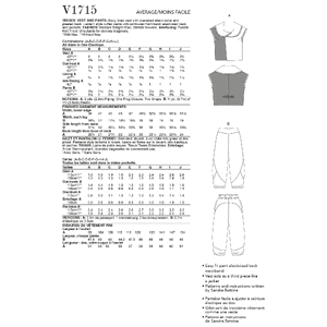 Vogue Sewing Pattern Misses' Vest & Pants 1715A