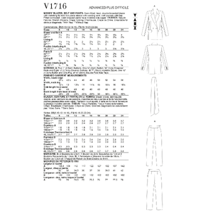 Vogue Sewing Pattern - Misses' Blazer, Belt & Pants 1716B5