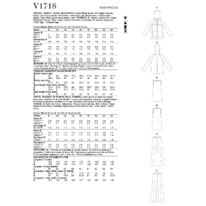 Vogue Sewing Pattern - Misses' Jacket, Tunic & Pants 1718B5