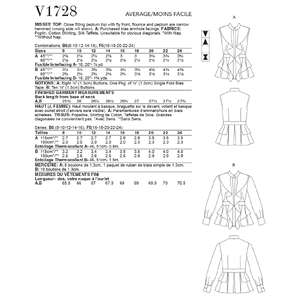 Vogue Sewing Pattern - Misses' Top 1728B5