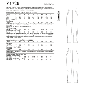 Vogue Sewing Pattern - Misses' Pants 1729B5