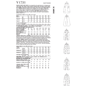 Vogue Sewing Pattern - Misses' Deep-Pocket Skirt and Pants 1731AA