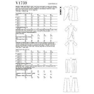 Vogue Sewing Pattern Misses' Tunic and Pants 1739y (Sizes XS-S-M)