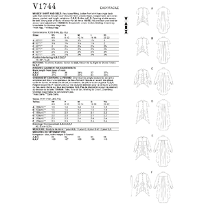 Vogue Sewing Pattern Misses' Shirt and Belt 1744Z (Sizes L-XL)