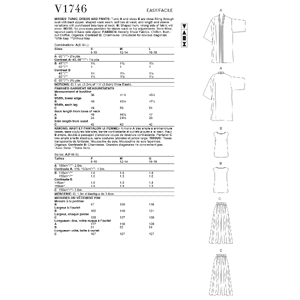 Vogue Sewing Pattern Misses' Kimono, Top and Pants 1746A