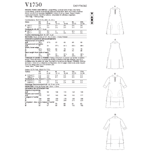 Vogue Sewing Pattern Misses' Tunic and Dress 1750y (Sizes XS-S-M)