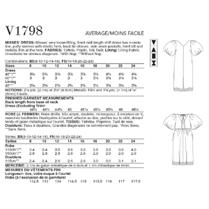 Vogue Sewing Pattern - Misses' Dress 1798F5