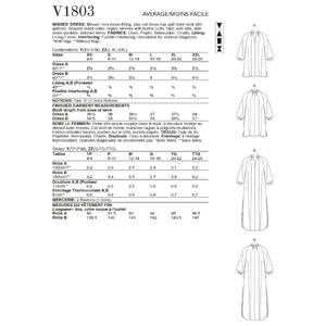 Vogue Sewing Pattern Misses' Dresses 1803y (Sizes XS-S-M)