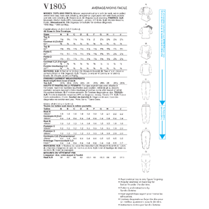 Vogue Sewing Pattern Misses' Tops & Pants 1805A