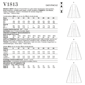 Vogue Sewing Pattern - Misses' Skirts 1813B5