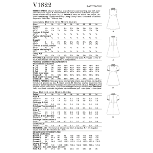 Vogue Sewing Pattern - Misses' Dress 1822B5