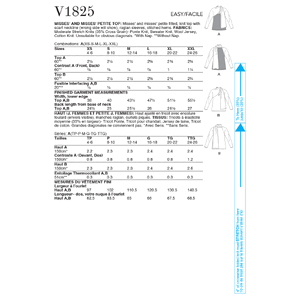 Vogue Sewing Pattern Misses' and Misses' Petite Top 1825A