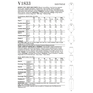 Vogue Sewing Pattern Misses' Top, Skirt and Pants 1833A