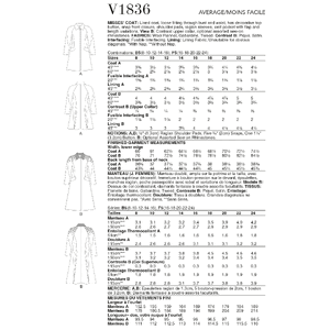 Vogue Sewing Pattern - Misses' Coat 1836B5