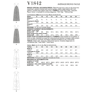 Vogue Sewing Pattern - Misses' Special Occasion Dress 1842B5