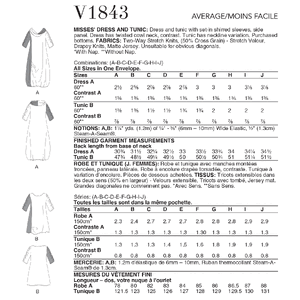 Vogue Sewing Pattern Misses' Dress and Tunic 1843A