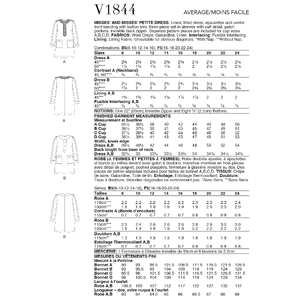 Vogue Sewing Pattern - Misses' and Misses' Petite Dress 1844B5