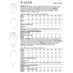 Vogue Sewing Pattern - Misses' Skirt 1849B5