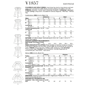 Vogue Sewing Pattern Children's and Girls' Dress 1857CDD (Sizes 2-5)