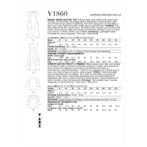 Vogue Sewing Pattern Misses' Dress and Knit Top 1860 A5 (Sizes 6-14)