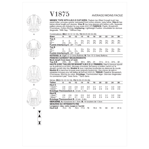 Vogue Sewing Pattern - Misses' Tops 1875B5