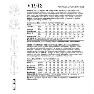 Vogue Sewing Pattern V1943B5 Misses' Jacket & Pants Sizes 8-16