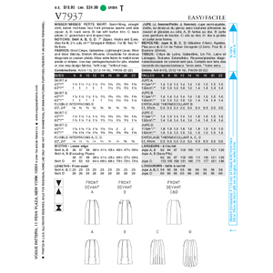 Vogue Sewing Pattern Misses'/Misses' Petite Skirt 7937A