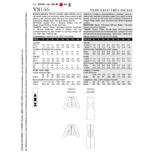 Vogue Sewing Pattern - Misses'/Misses' Petite Jacket and Dress 8146AA