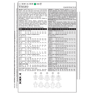 Vogue Sewing Pattern - Misses' Shirt 8689AA