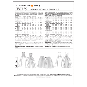 Vogue Sewing Pattern - Misses' Dress and Underskirt 8729AA