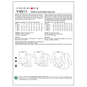 Vogue Sewing Pattern - Misses' Top 8815B5