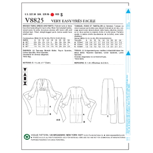 Vogue Sewing Pattern - Misses' Tunic, Dress And Pants 8825B5