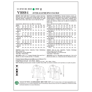 Vogue Sewing Pattern Misses' Coat and Belt 8884 A5 (Sizes 6-14)