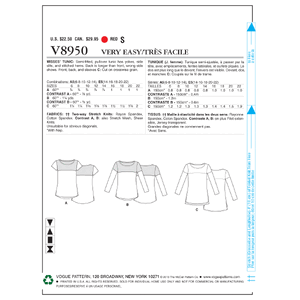 Vogue Sewing Pattern Misses' Tunic 8950 A5 (Sizes 6-14)