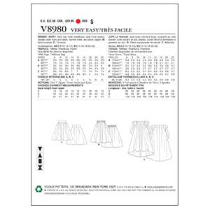 Vogue Sewing Pattern Misses' Skirt 8980 A5 (Sizes 6-14)